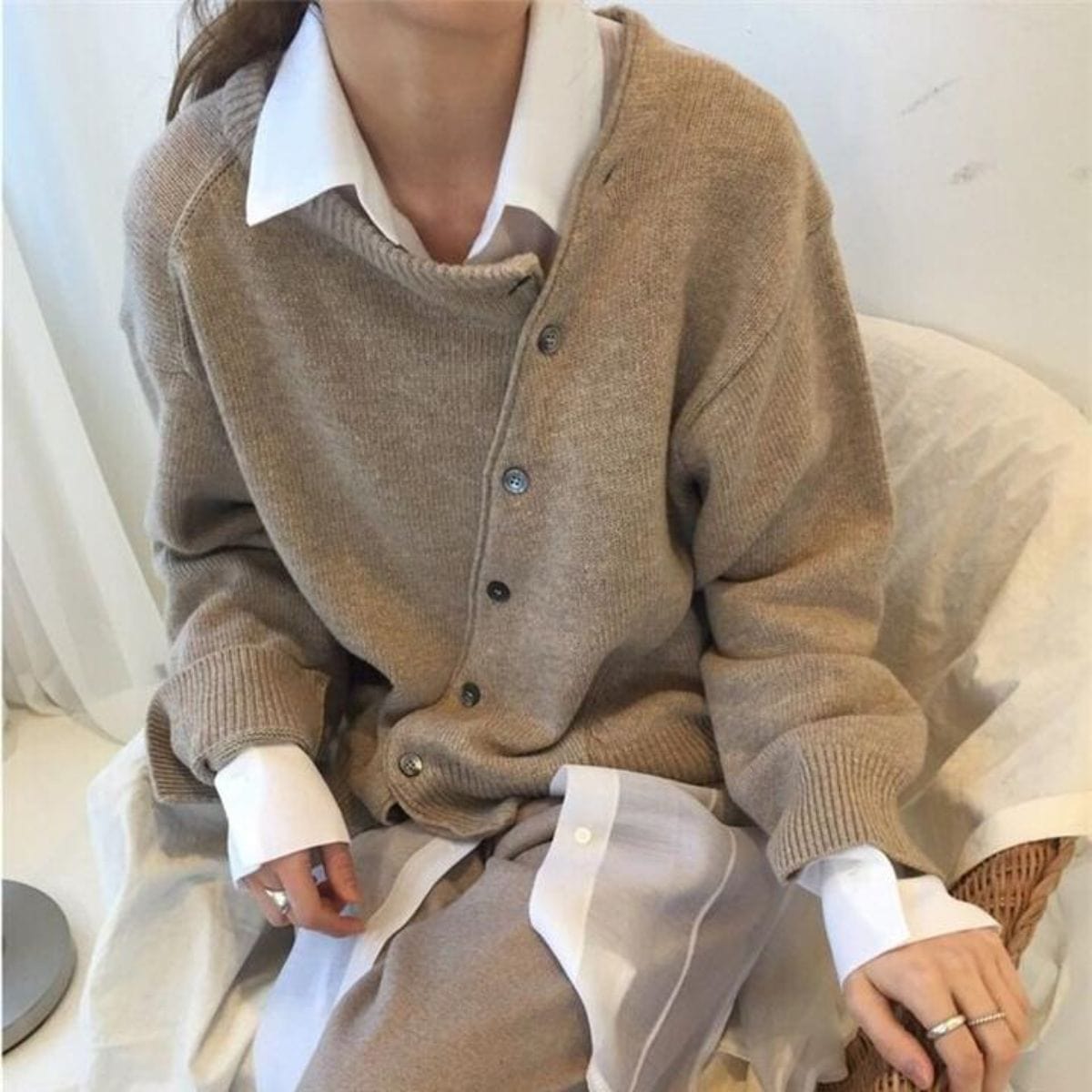 Fine Wool Wrap Cardigan for Women