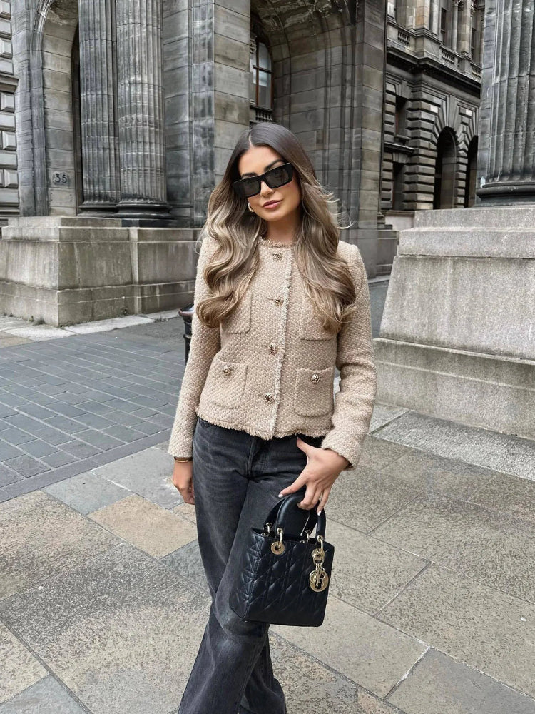 Modern Cropped Tweed Jacket for Women