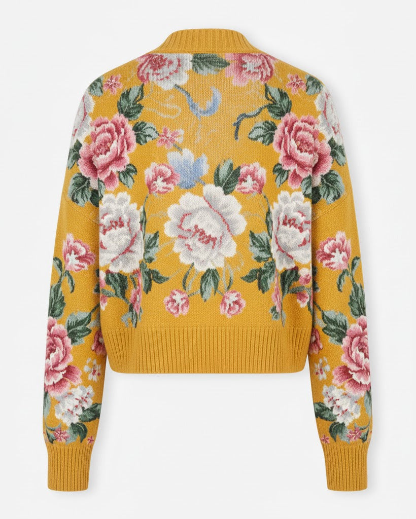 Women’s Cropped Floral Plush Cardigan