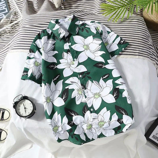 Summer Floral Print Short Sleeve Shirt