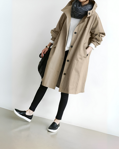 Classic Hooded Trench Coat for Women