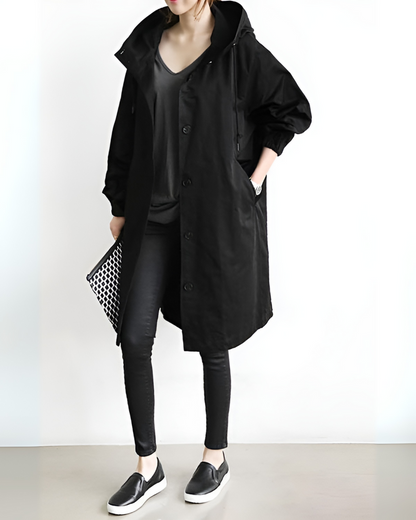 Classic Hooded Trench Coat for Women