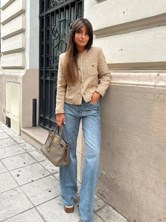 Modern Cropped Tweed Jacket for Women