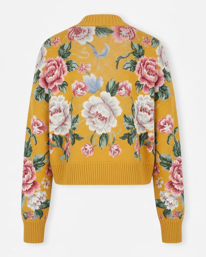 Women’s Cropped Floral Plush Cardigan