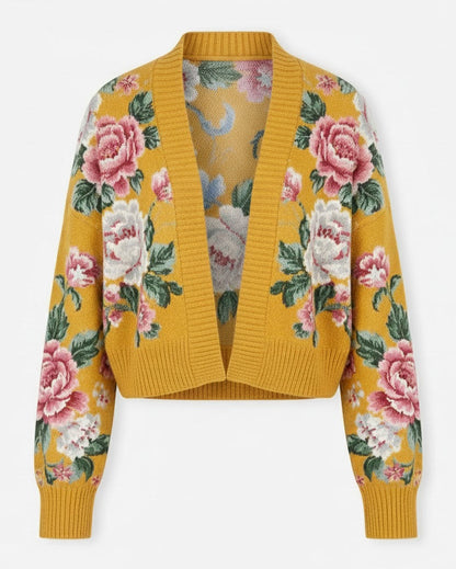 Women’s Cropped Floral Plush Cardigan