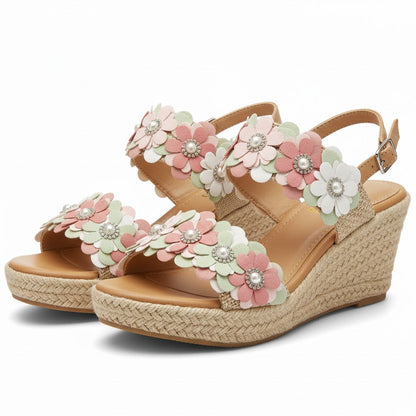 Women’s Flower-Decorated Wedge Sandals