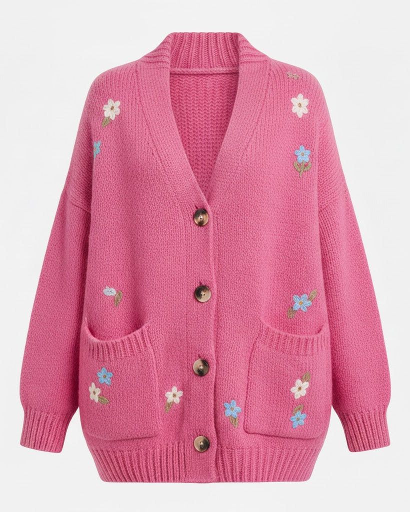 Women’s Oversized Embroidered Knit Cardigan