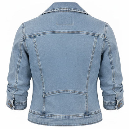 Women’s Short Denim Jacket with Zip Pockets