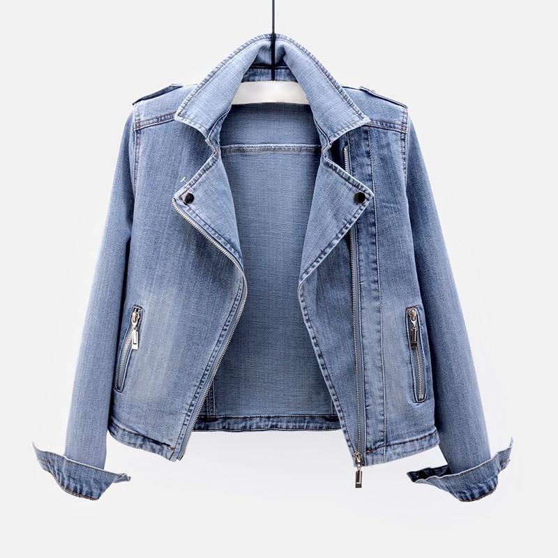 Women’s Short Denim Jacket with Zip Pockets