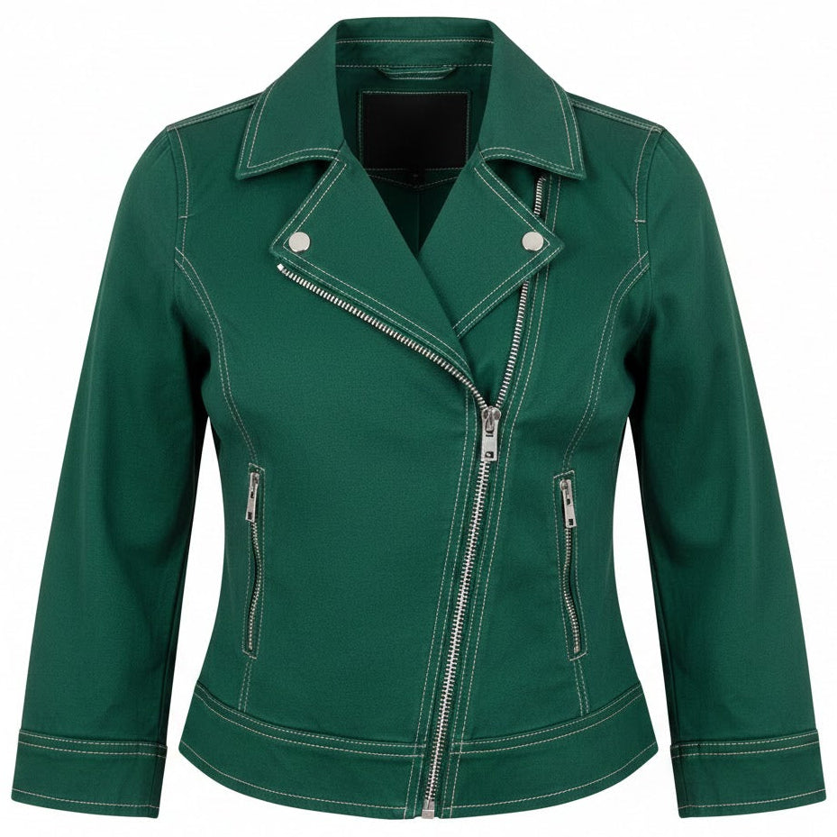 Women’s Short Zip Jacket with Contrast Seams