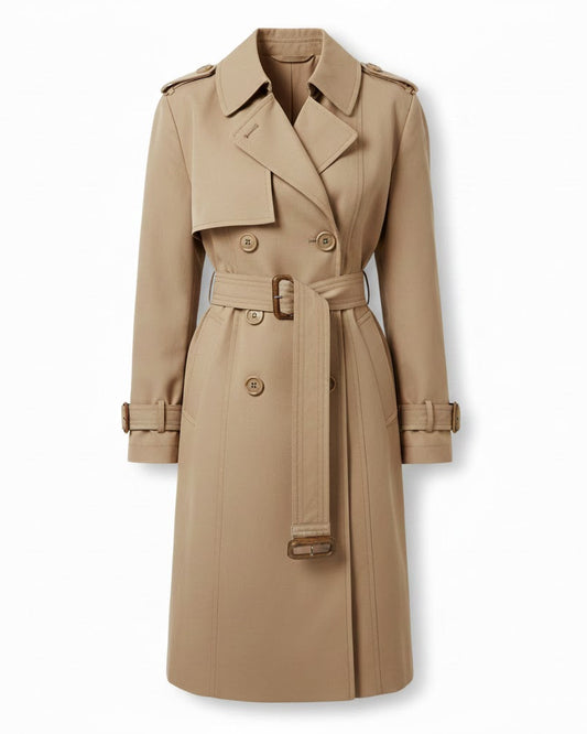 Women’s Trench Coat with Long Decorative Belt