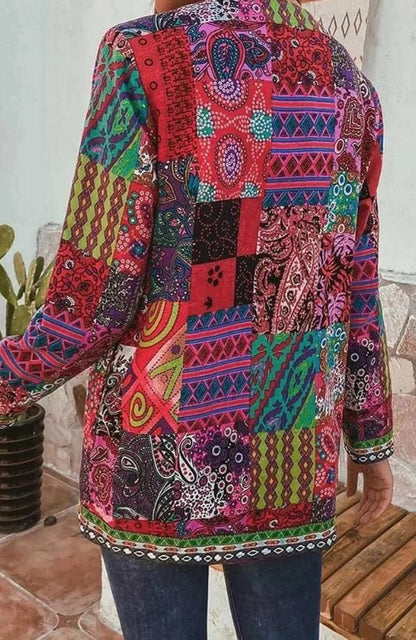Women’s Patchwork Open-Front Cardigan