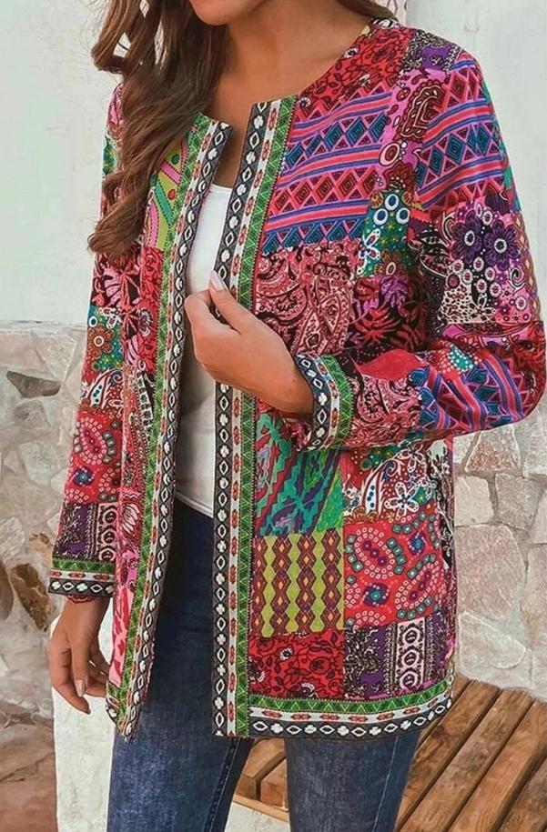 Women’s Patchwork Open-Front Cardigan